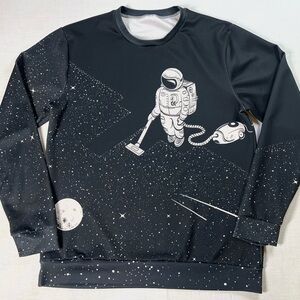 Coli & Tori Astronaut Vacuuming Stars Crewneck 3D Printed Sweater Size L